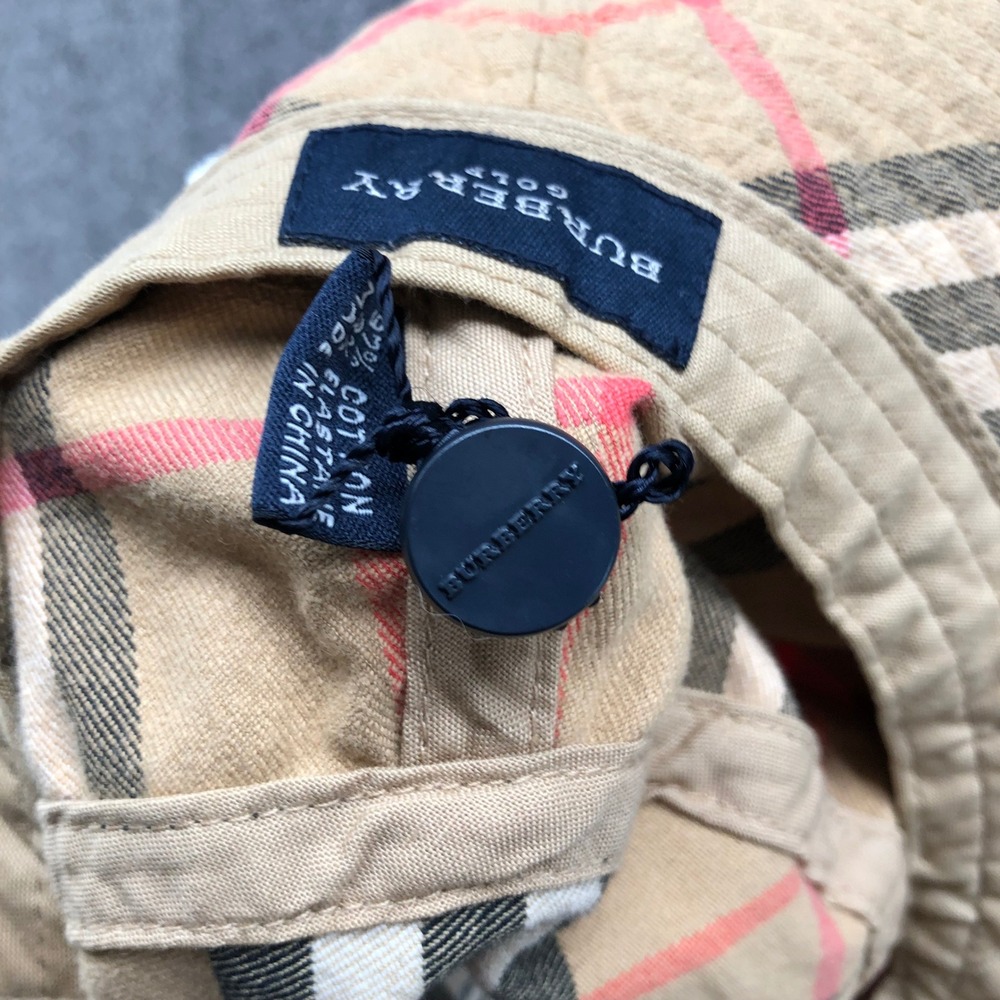 Vintage Y2K Burberry Golf Nova Check Bucket Hat Plaid Sun Cap Beige Size L/XL - Picture 11 of 11